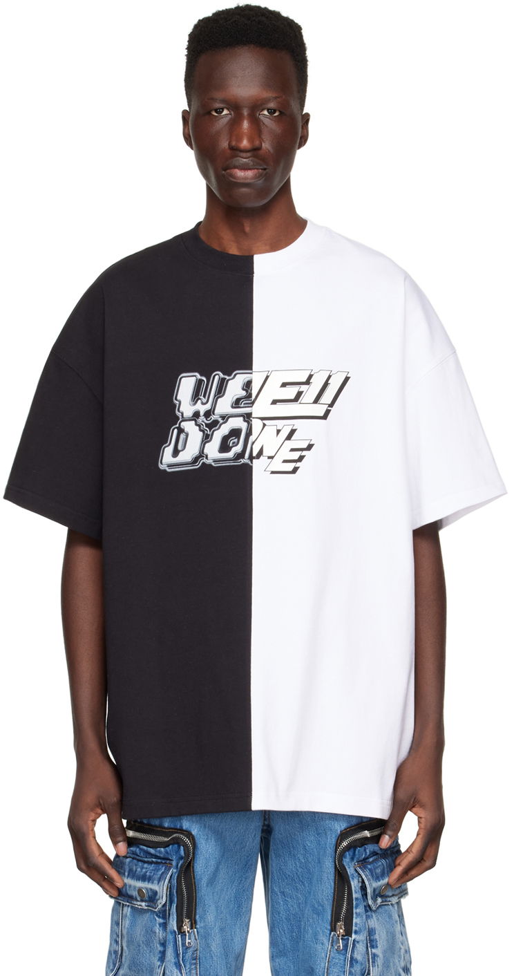Тениска We11done Half & Half T-Shirt Бяло | WD-TT1-22-558-U-BW, 0