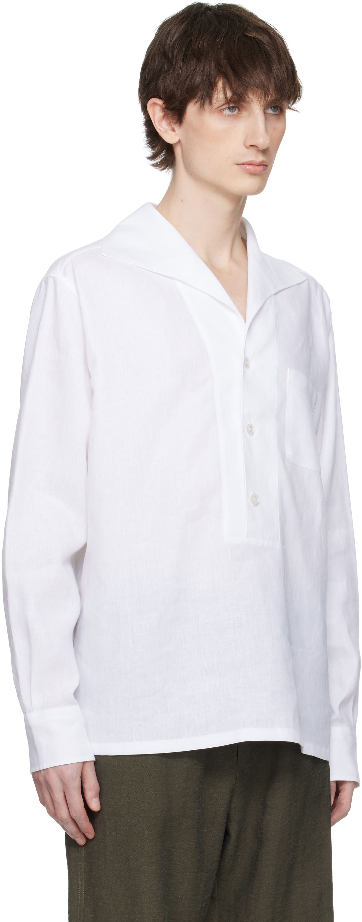 Риза Dolce & Gabbana Dolce&Gabbana Three-Button Long-Sleeved Linen Shirt Бяло | G5ND3TFU4JB, 1