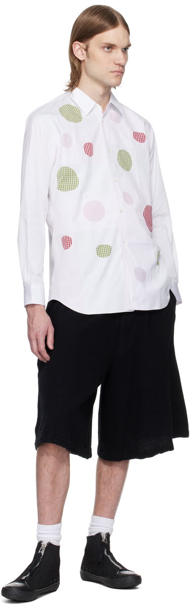 Риза Comme des Garçons Comme des Garçons Cotton Poplin Check Appliqué Shirt Бяло | FO-B007-051, 3