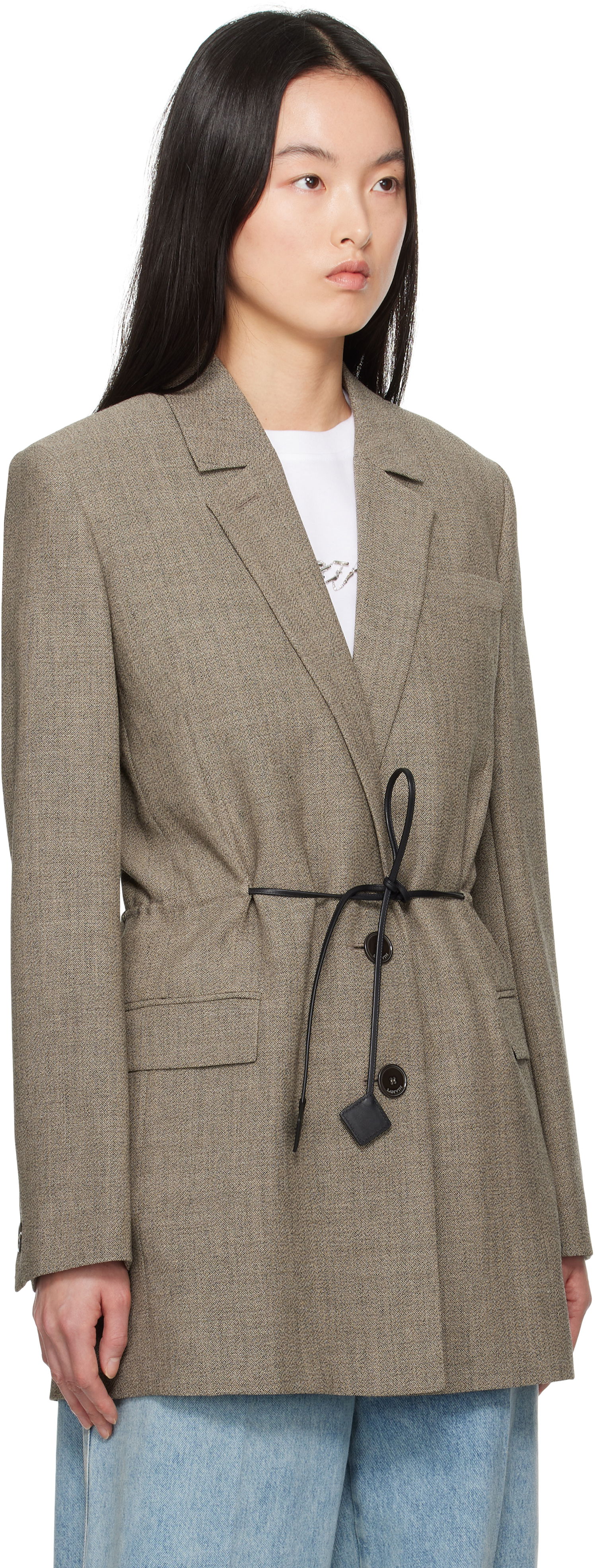 Яке LANVIN Lanvin Belted Wool Blazer Кафяво | RW-JA0021-6040-P25, 1