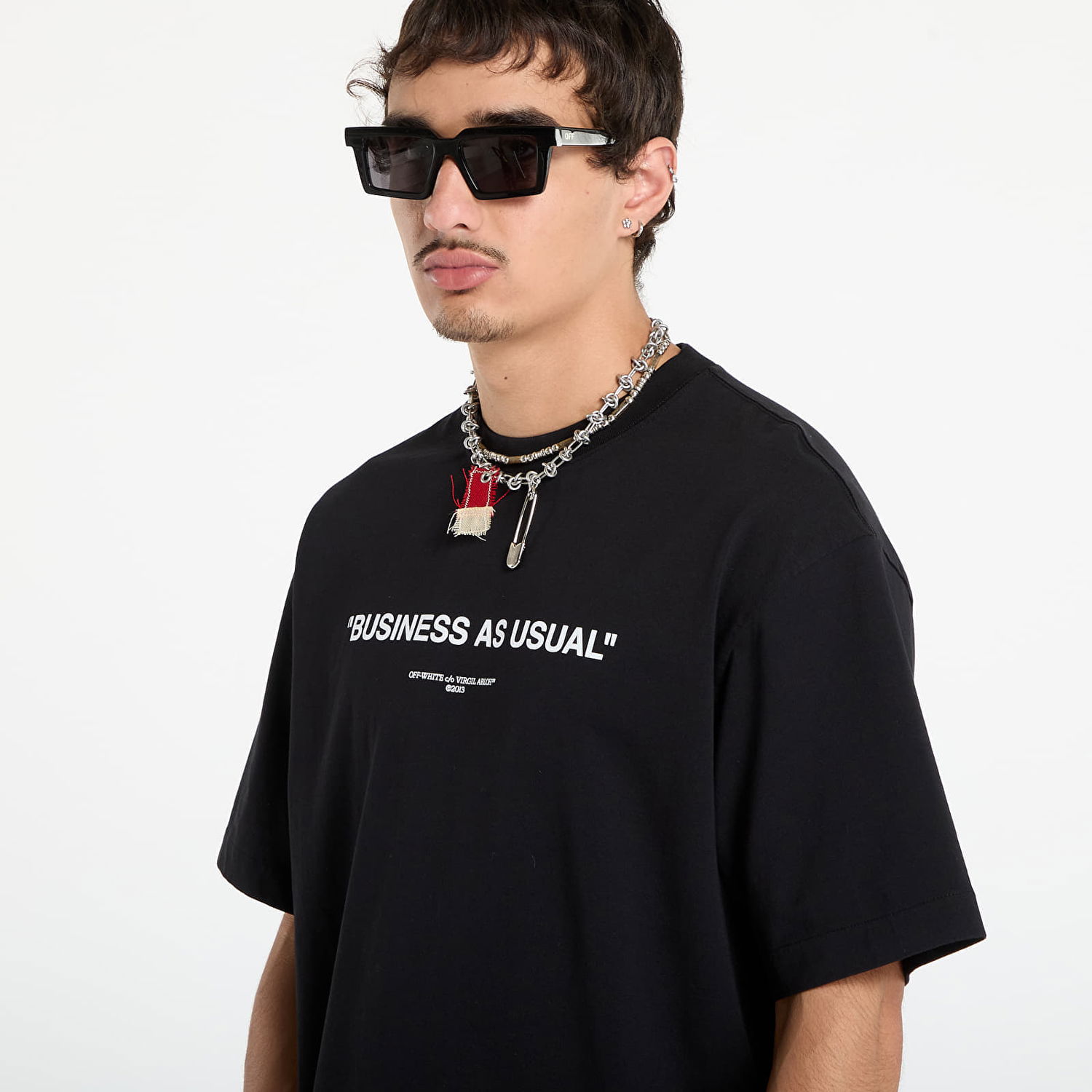 Тениска Off-White Off-White Business Quote Skate Short Sleeve T-Shirt Черно | OMAA120F25JER0121001, 1