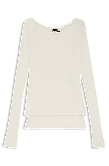 Фланелка BOSS Double-layered jersey top in sheer jersey Бяло | 50553548, 0