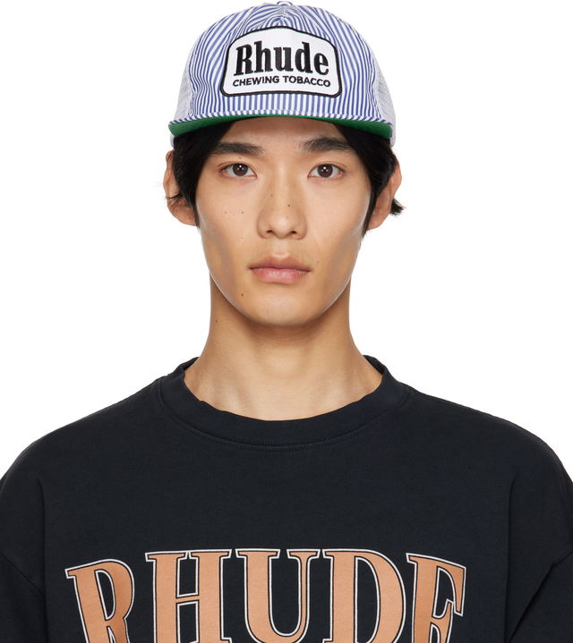 Rhude Striped 'Tobacco' Trucker Hat