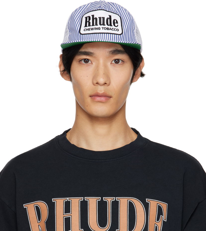 Шапка с козирка Rhude Rhude Striped 'Tobacco' Trucker Hat Синьо | RHPF25HA01748