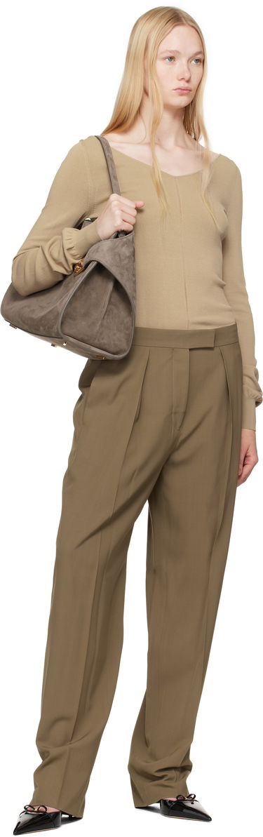 Панталони FERRAGAMO Ferragamo Inverted Pleats Trousers Зелено | 782662, 3