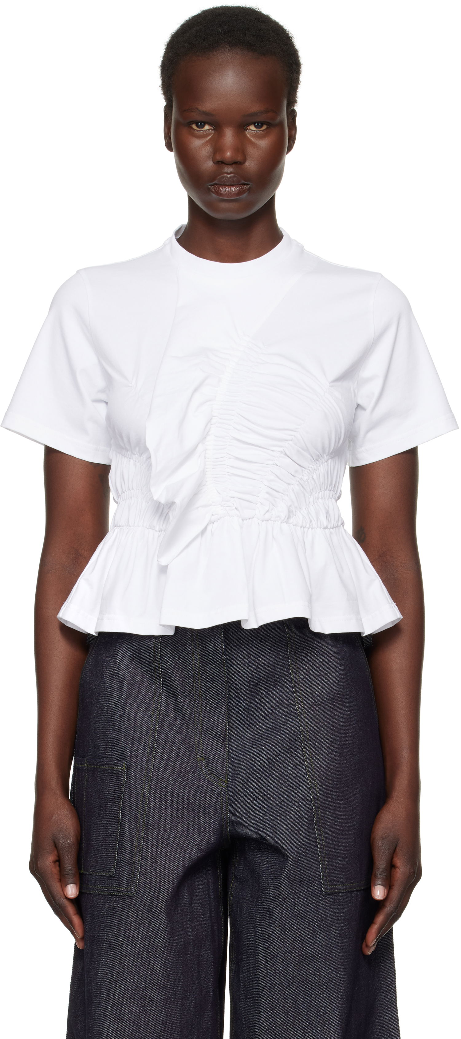 Тениска Cecilie Bahnsen Cecilie Bahnsen Ace Ruffle Peplum T-Shirt Бяло | 4.24RTW11002 ACE TOP, 0