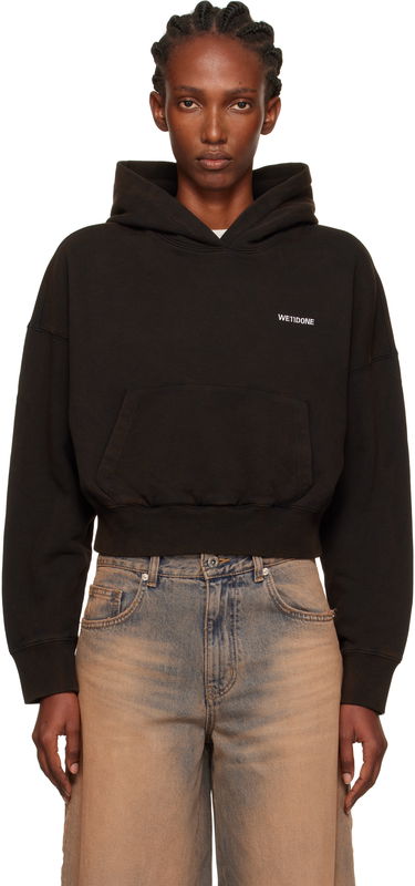 Суитчър We11done We11done Cropped Logo Hoodie Черно | WD-TH2-25-830-W-BK, 0