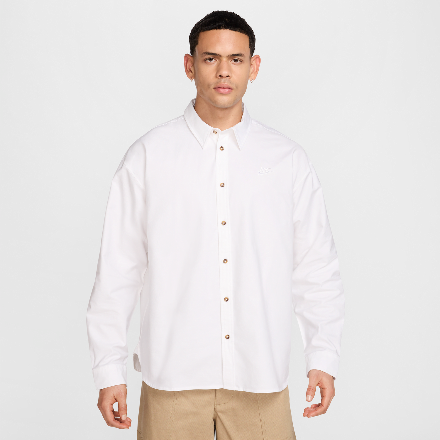 Риза Nike Nike Club Oxford Relaxed Long Sleeve Shirt Бяло | HM9590-100, 0