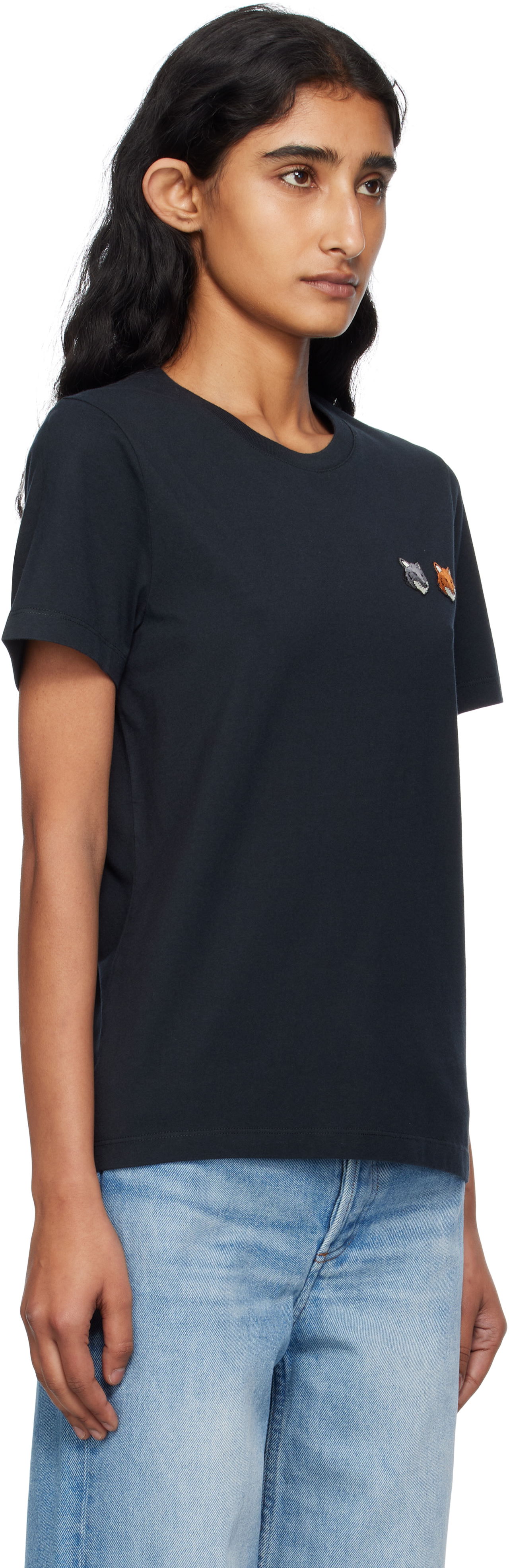 Тениска MAISON KITSUNÉ Maison Kitsuné Double Fox Head T-Shirt Черно | OW011CFKJ0008, 1