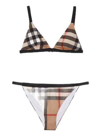 Бански Burberry Vintage Check Triangle Bikini Кафяво | 8039197