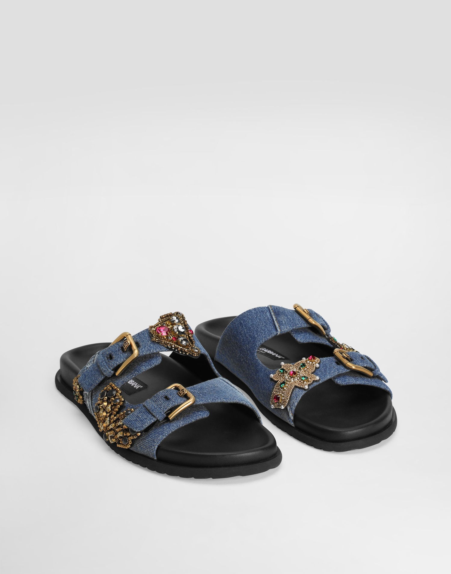 Аксесоари Dolce & Gabbana Dolce & Gabbana Embroidered Denim Slides Синьо | CQ0664AN6248C609, 1