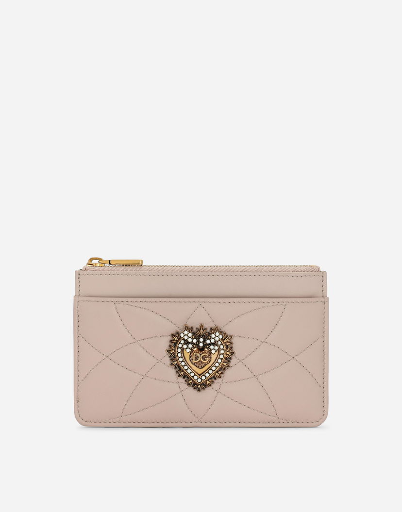 Портфейл Dolce & Gabbana Devotion Medium Quilted Leather Card Holder Бежово | BI1261AV96780412
