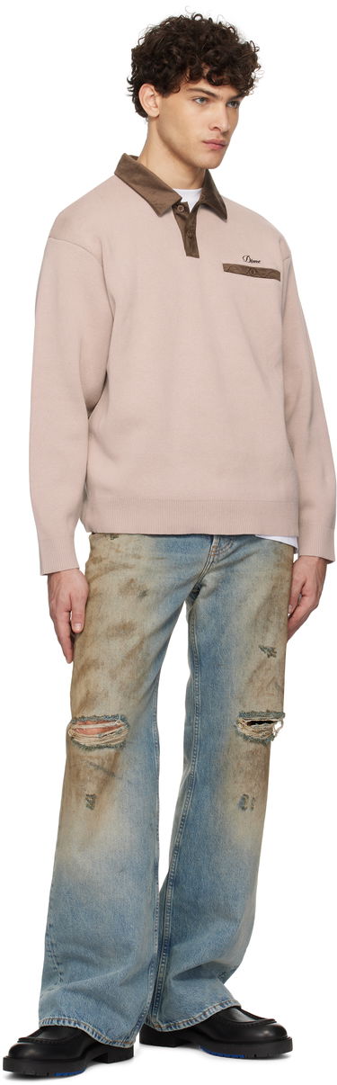 Поло тениска Dime Corduroy Collar Rugby Long Sleeve Polo Бежово | DIMEHO248MOC, 3