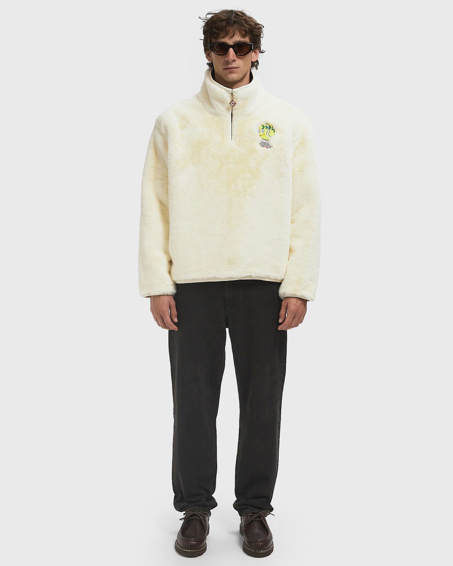 Яке Casablanca Faux Fur Half-Zip Jacket Бяло | M-AW25-OT-228-01, 1