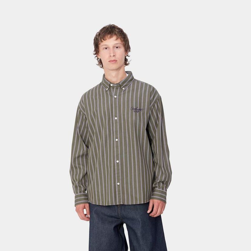 Риза Carhartt WIP Signature Stripe Long Sleeve Shirt Зелено | I033810_48