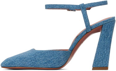 Кецове и обувки Amina Muaddi Suede Printed Denim Heels Синьо | CHARLOTTE PUMP BLOCK PRINTED, 2