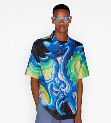 Риза Dior Kenny Scharf x Silk Oblique Logo Shirt Многоцветен | 266303927250, 1