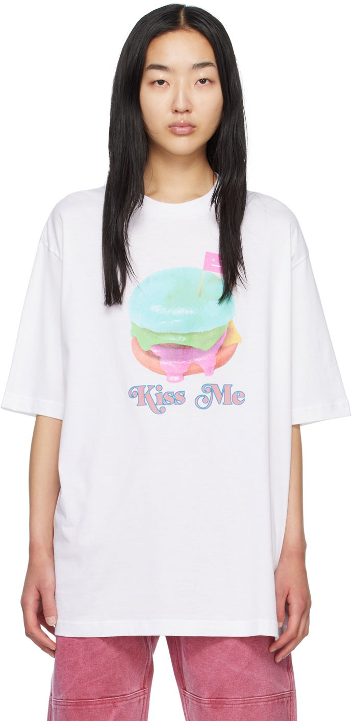 Тениска Acne Studios Kiss Me T-Shirt Бяло | CL0176-, 0
