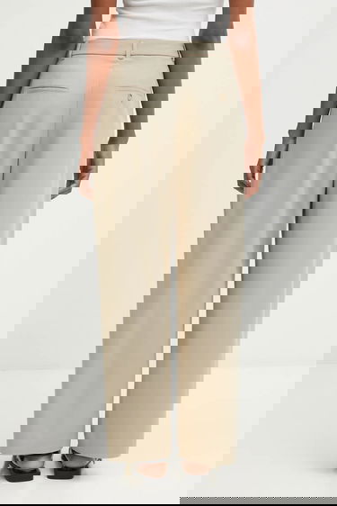 Панталони MAISON KITSUNÉ Double Pleated Wide High Waist Pants Бежово | PW01106WT3019, 2