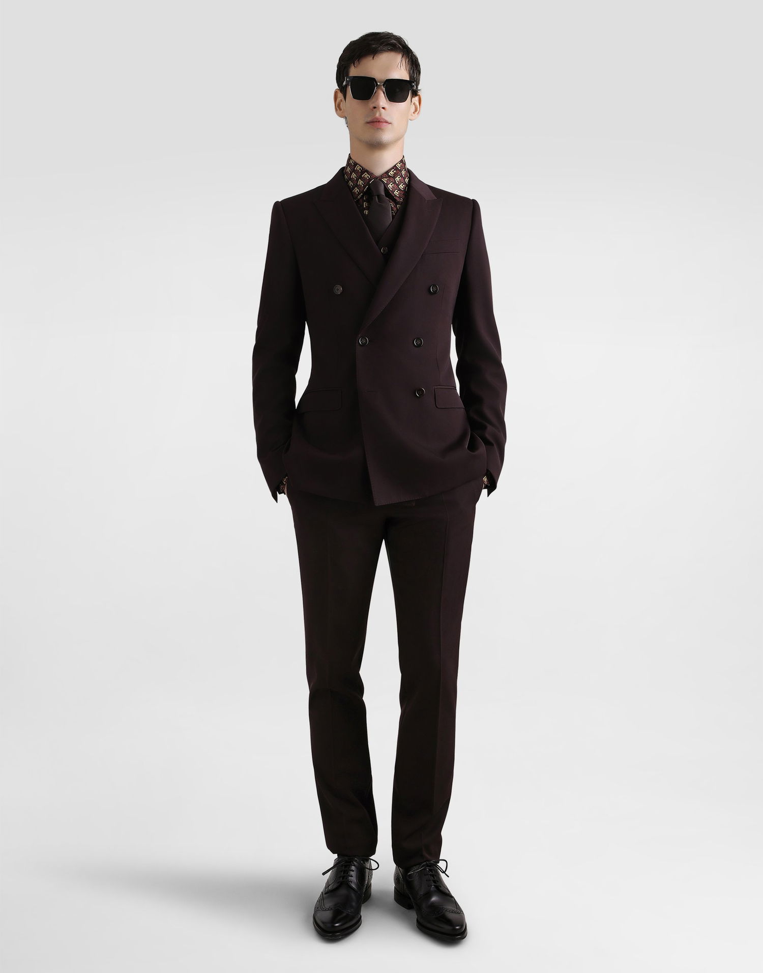 Риза Dolce & Gabbana Dolce & Gabbana Martini Print Silk Twill Shirt Кафяво | G5MM4TIS1ZHHM8SS, 1