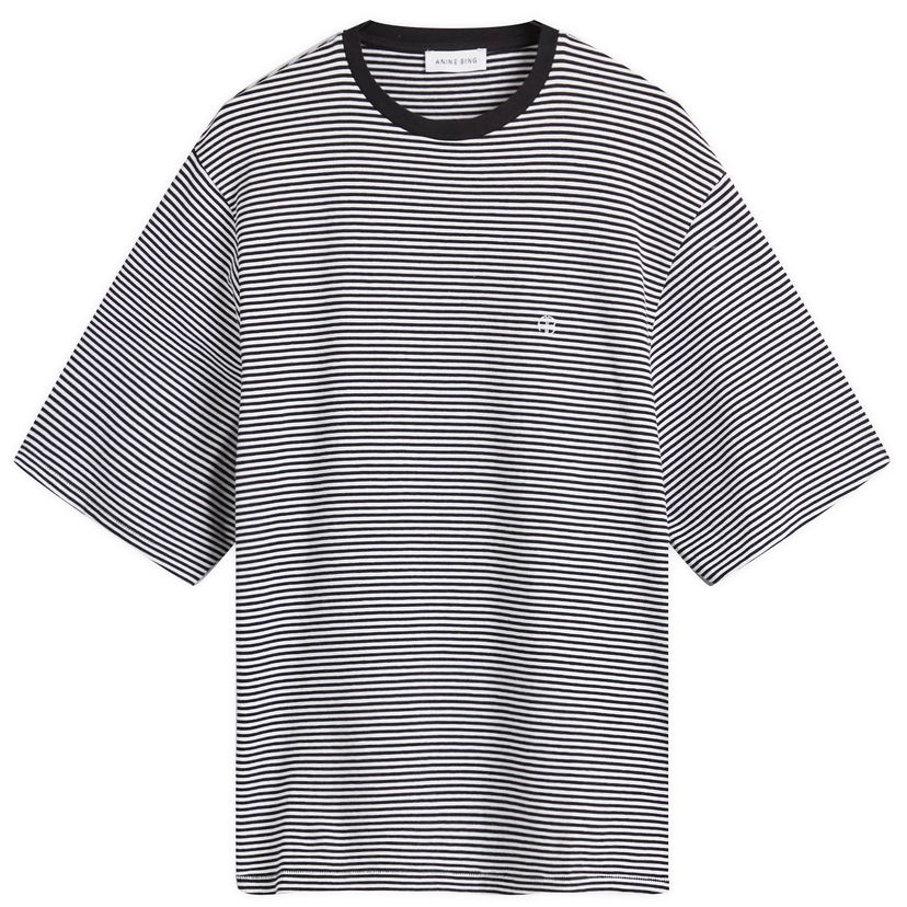 Тениска Anine Bing Striped T-Shirt With Short Sleeves And Round Neck Бяло | A-08-2394-074