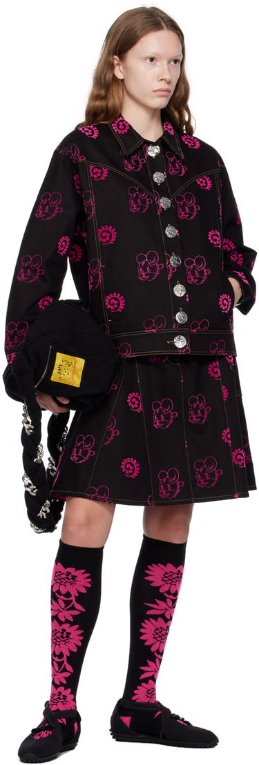 Яке Chopova Lowena Chopova Lowena Mouse Print Denim Jacket Черно | 5159, 3