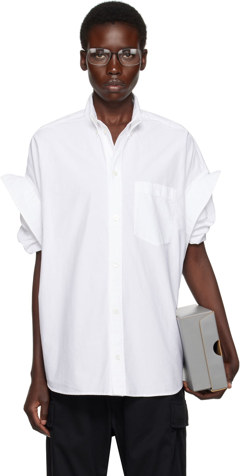 Риза Balenciaga Balenciaga Tucked Sleeve Shirt Бяло | 834033TNM60