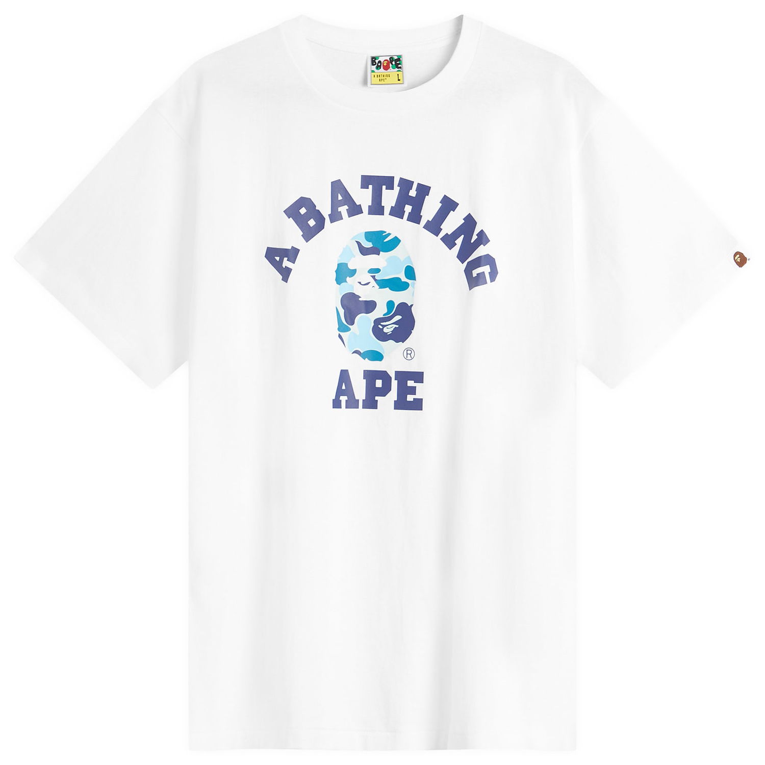 Тениска BAPE A Bathing Ape ABC Camo College Tee, Size Large Бяло | 001TEL301005M-WBK, 1