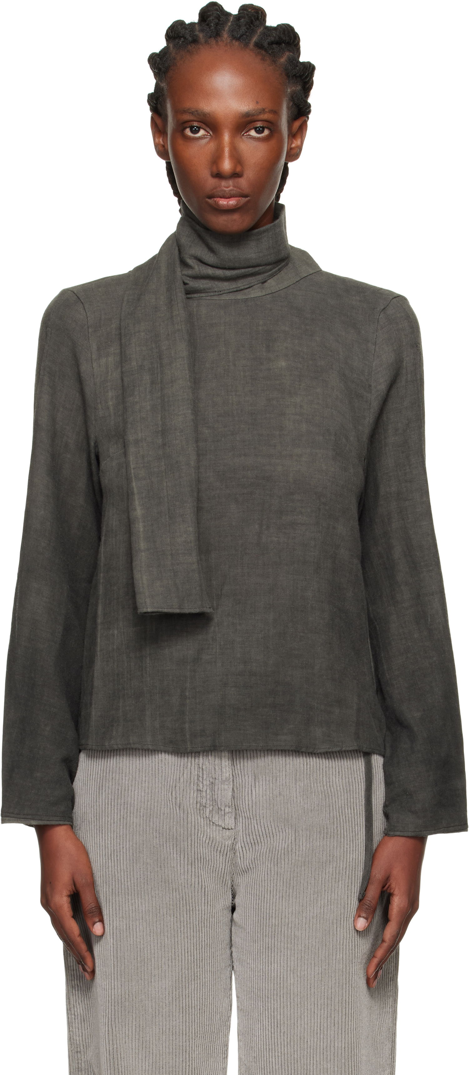 Риза OUR LEGACY Virtuous Draped Neck Blouse Сиво | W4252VD, 0
