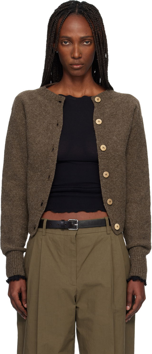 Tier Knitted Round-Neck Cardigan