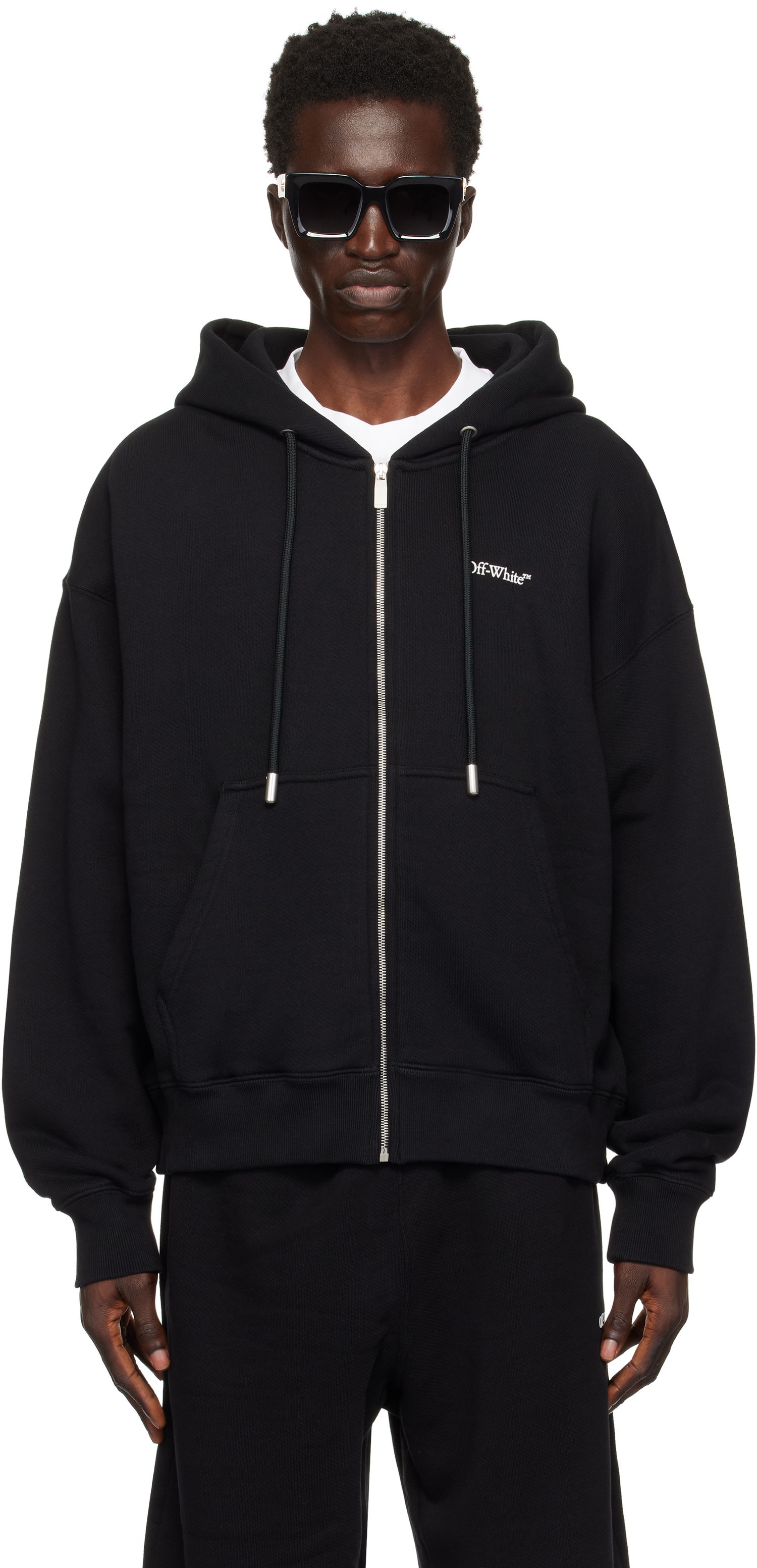 Суитчър Off-White Windy Arrow Zip Hoodie Черно | OMBE015F24FLE0011001, 0