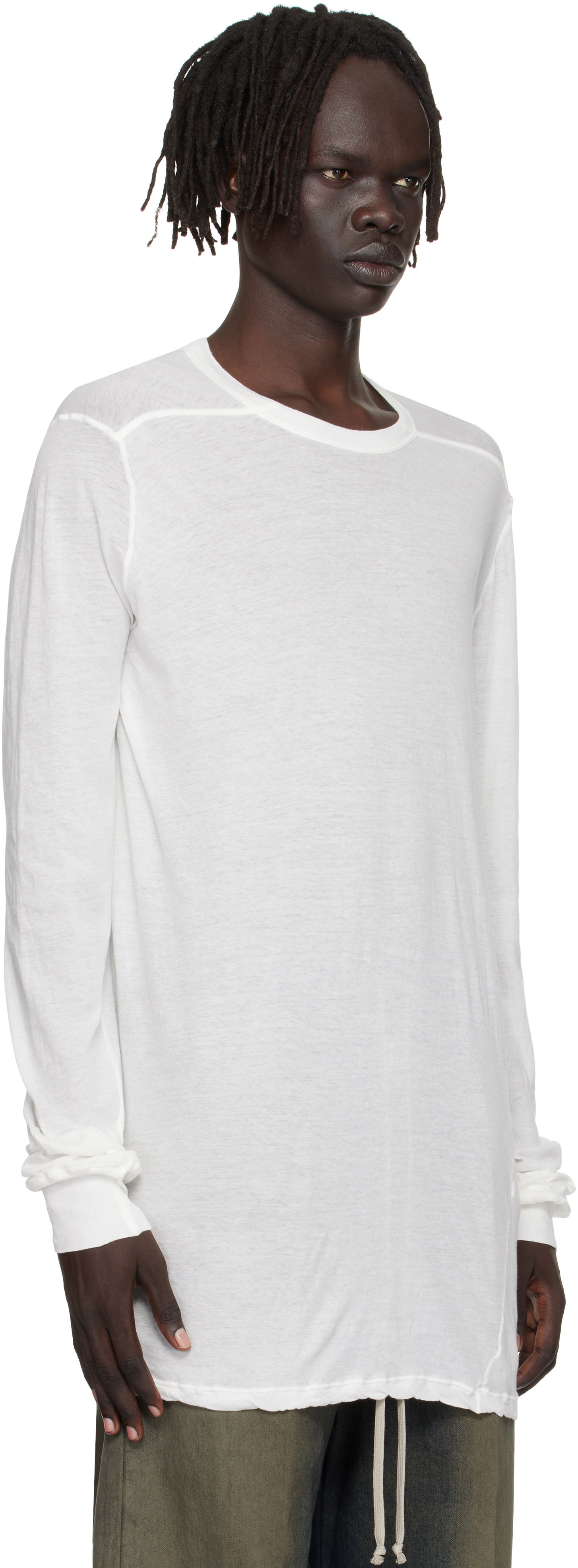 Тениска Rick Owens Rick Owens Concordians Level Long Sleeve T-Shirt Бяло | RU02E1266 UC, 1