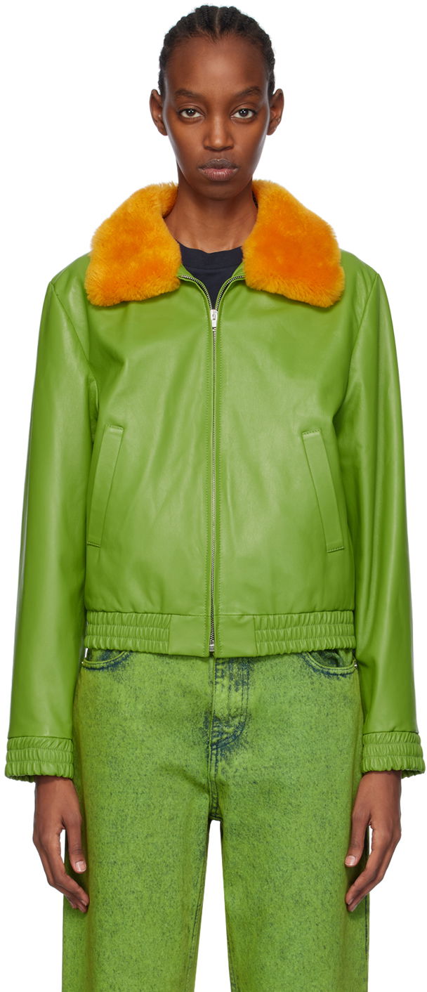 Яке Marni Zip Shearling Jacket Зелено | JUMY0064QU ULA736, 0