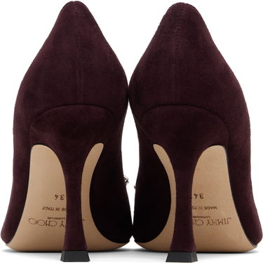 Кецове и обувки Jimmy Choo Belinda 90 Suede Crystal-Embellished Pointed-Toe Pumps Бургунди | BELINDA PUMP 90, 1