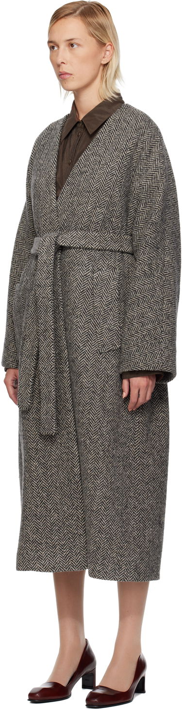 Палта Max Mara Weekend Zenica Herringbone Belted Coat with Scarf Сиво | 2525016042600, 3