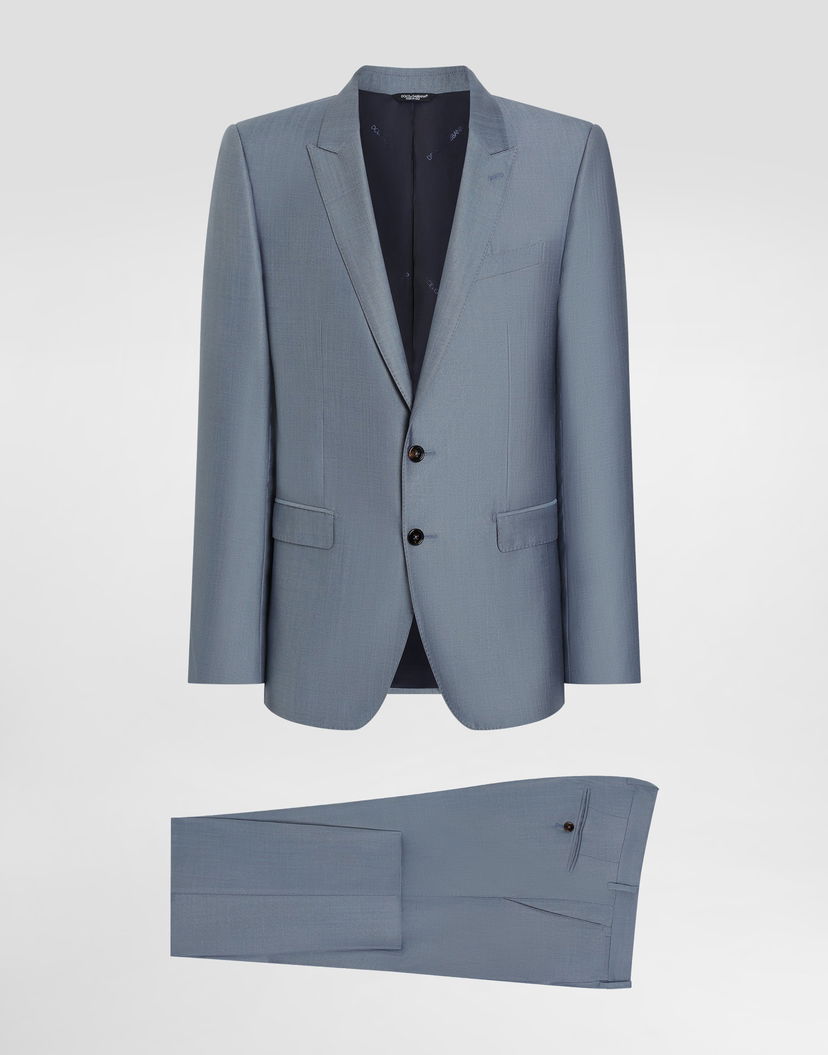 Комплект Dolce & Gabbana Dolce & Gabbana Single-Breasted Wool and Silk Suit Синьо | GK0RMTGJ725S8285