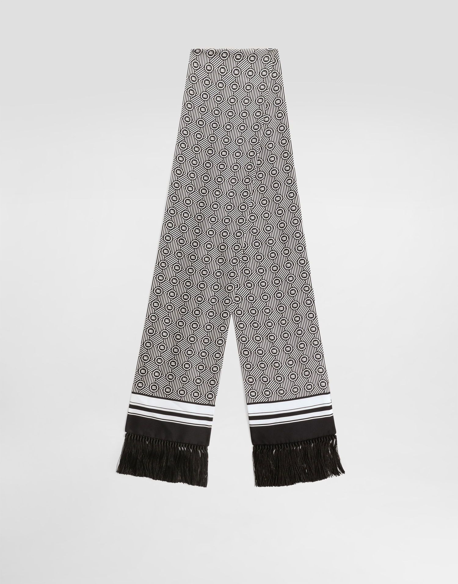Шал Dolce & Gabbana Dolce & Gabbana Silk Twill Scarf with Micro-design and Logo Черно | GQ214EG0WV0HH8RN, 0