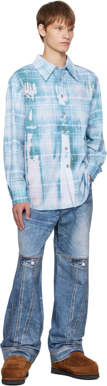 Риза Andersson Bell Andersson Bell Trompe L'oeil Printed Check Shirt Синьо | atb1340m, 3