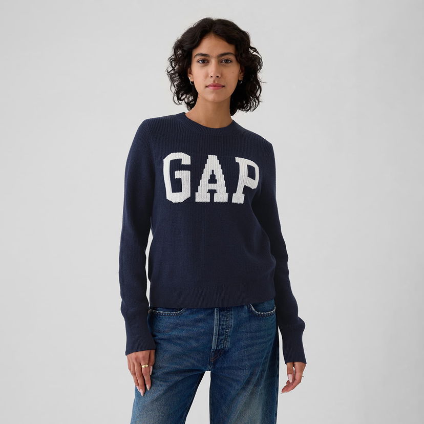 Пуловер GAP Sweater Logo Sweater Navy Uniform XS Черно | 498412-00