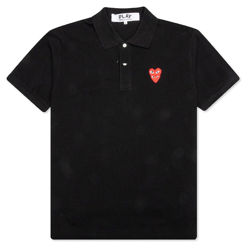 Поло тениска Comme des Garçons Stacked Heart Polo Черно | AZ-T289-051-1
