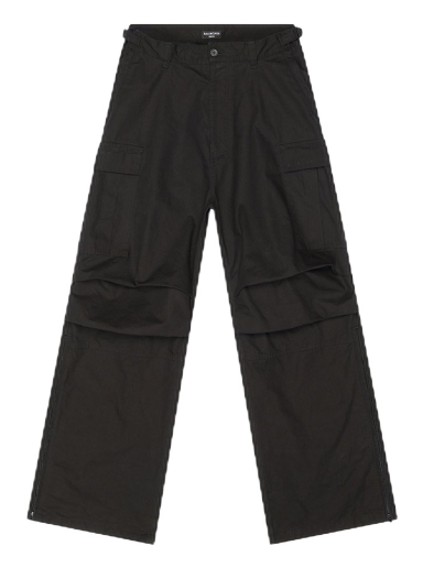 Карго панталони Balenciaga Cotton Ripstop Pulled Cargo Large Fit Pants Черно | 704704TKP271000