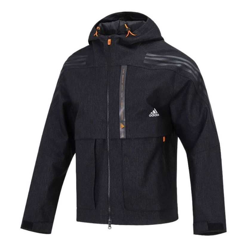 Ветровка adidas Originals Denim Woven Logo Print Hooded Sports Jacket Черно | HE9904