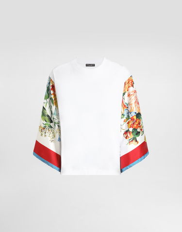 Тениска Dolce & Gabbana Dolce & Gabbana Floral Print Short Sleeve T-Shirt Бяло | F8V77ZGDDCJW0800, 0