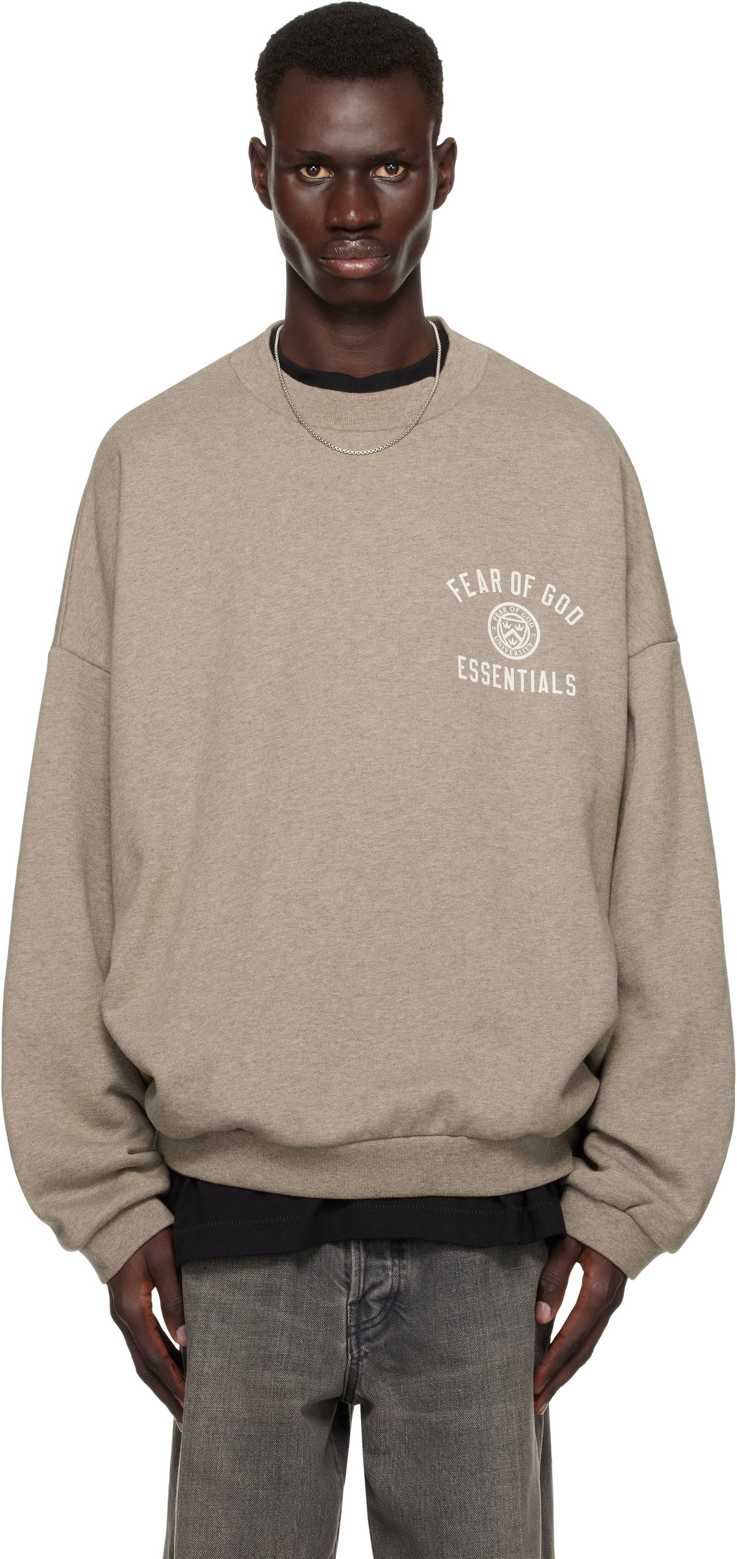 Суитчър Fear of God Fear of God ESSENTIALS Fleece Crewneck Sweatshirt Кафяво | 192HO246261F, 0