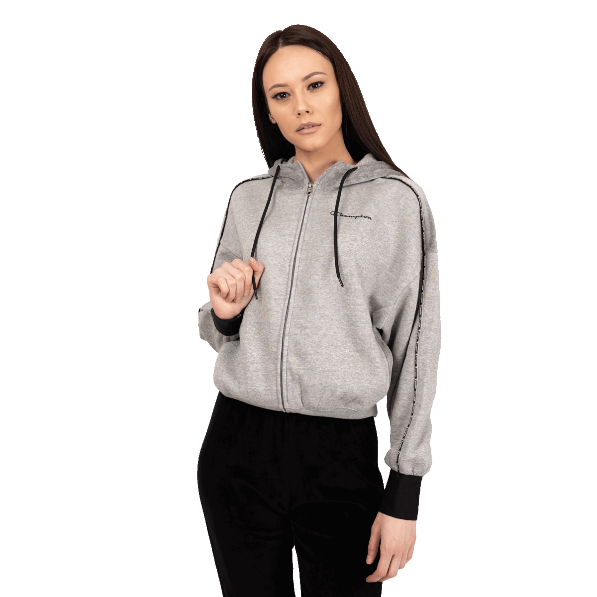 Суитчър Champion Hooded Full Zip Sweatshirt Сиво | 115589-EM006, 0