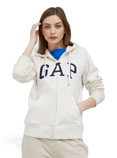 Суитчър GAP Logo Full-Zip Hoodie Бежово | 463503.16OATMEALH