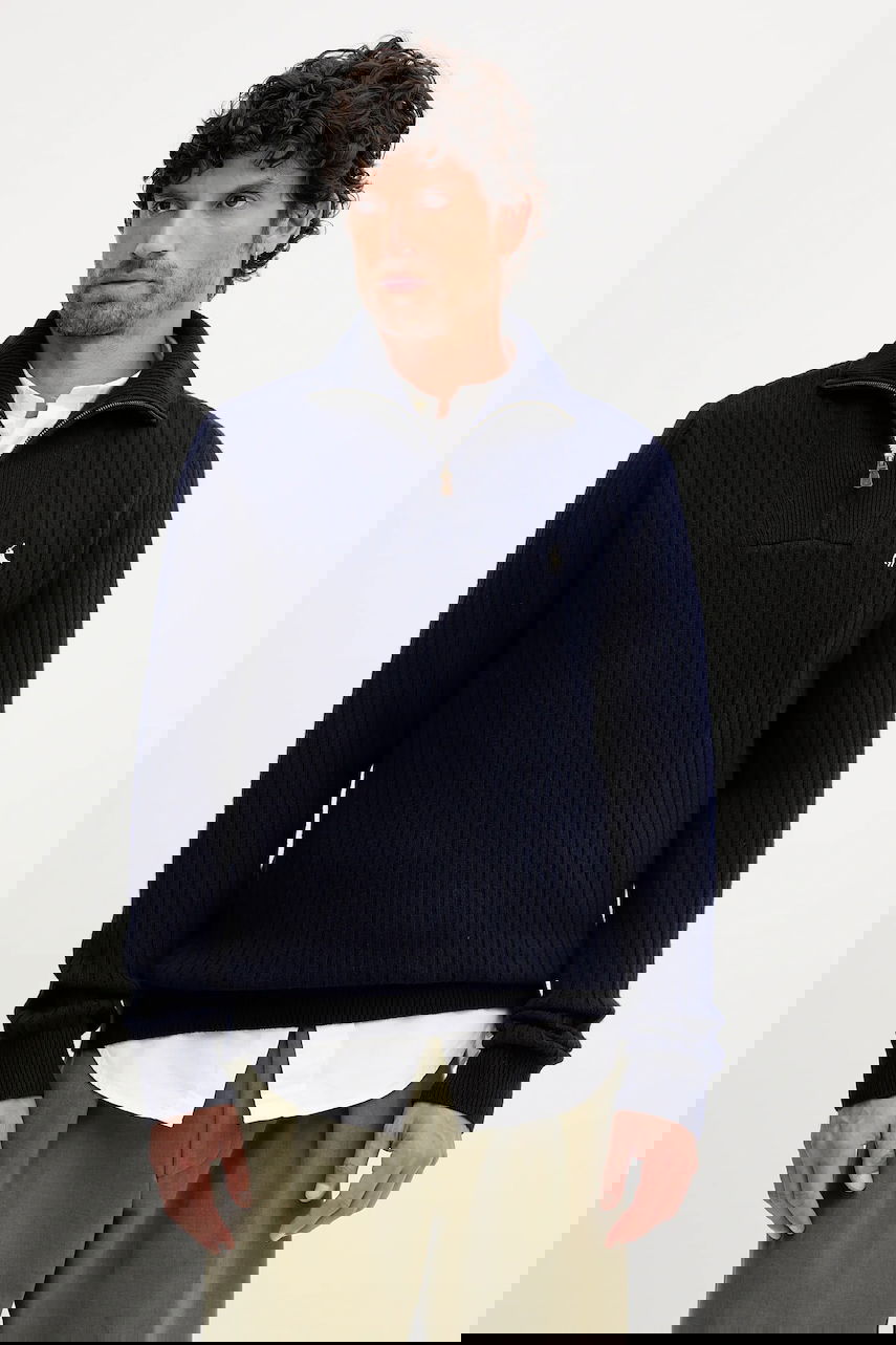 Пуловер Polo by Ralph Lauren Ribbed Quarter-Zip Sweater Тъмно синьо | 710974167, 0