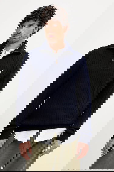 Пуловер Polo by Ralph Lauren Ribbed Quarter-Zip Sweater Тъмно синьо | 710974167, 0