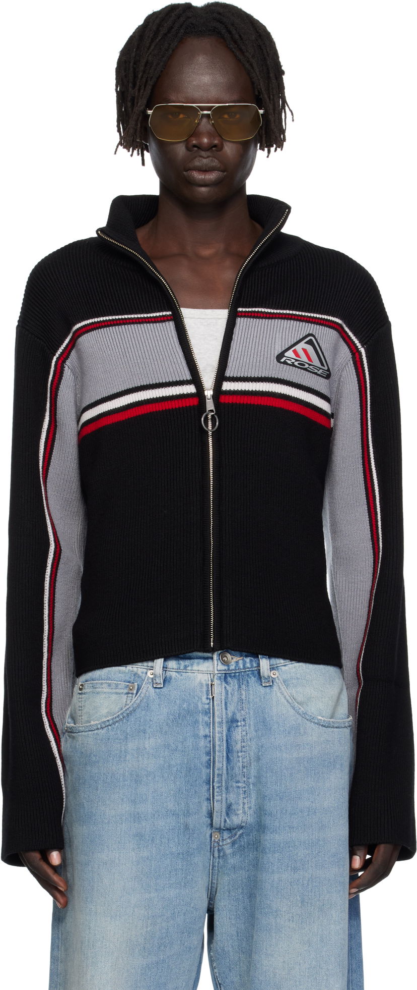 Суитчър Martine Rose Martine Rose Cropped Cable Zip-Up Sweatshirt Черно | 976YA09009