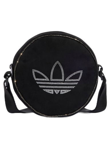 Чанта през рамо adidas Originals Rhinestones Fake Suede Round Bag Черно | IT7387